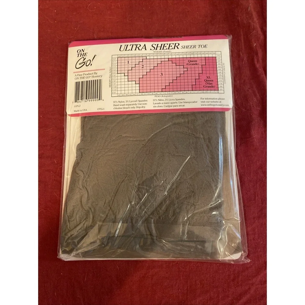 On the Go Ultra Sheer Pantyhose Womens Size 2 Sheer Toe Platina Made in‎ USA